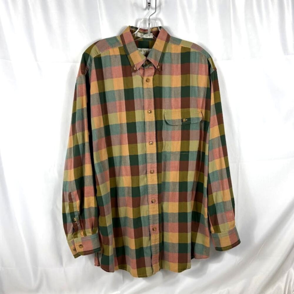 Orvis L Button Down Long Sleeve Shirt Wool Blend
